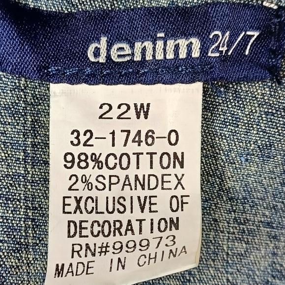 Denim 24/7 women's long sleeve zip front jacket floral stitch sz 22 stretch b3 - Picture 3 of 11